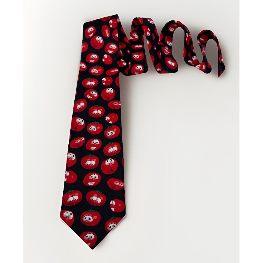 EAGLES WINGS TIE 58" Men's Veggie Tales Black & Red Bob the Tomato Big Idea 90s - Picture 2 of 8